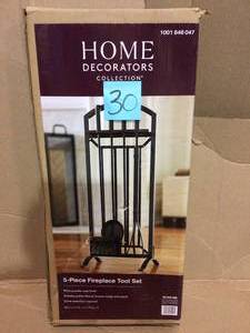 lot 30 image: Home Decorators Collection 5-Piece Fireplace Tool Set Black Customer Returns See Pictures 