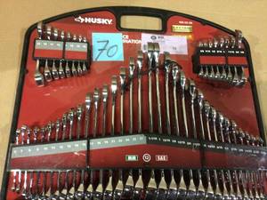 lot 70 image: SAEmm Combination Wrench Set (50-Piece) by Husky in good condition 