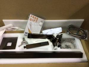 lot 77 image: Single Handle 35 in. Freestanding Floor Mount Tub Faucet Bathtub Filler with Hand Shower in Brushed Bronze Customer Returns See Pictures 