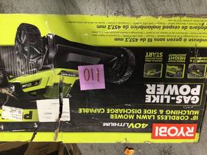 lot 110 image: RYOBI RY401100 18 40V 2 IN 1 LI-ION CORDLESS BATTERY WALK BEHIND PUSH MOWER NOT USED