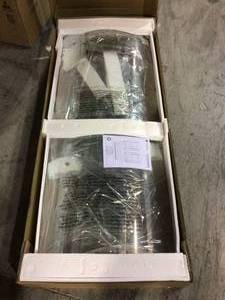 lot 114 image: Glacier Bay Glamour 32 in. x 73.90 in. Semi-Frameless Pivot Shower Door in Satin Nickel with 32 in. x 32 in. Base in White not used