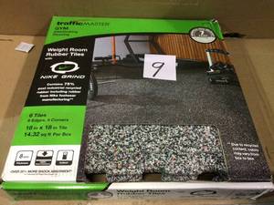 lot 9 image: 18 in. x 18 in. Rubber GymExercise Flooring Tiles with Nike Grind (14.32 sq. ft.) (6-Pack) Colors will Vary by TrafficMaster Customer Returns See Pictures 