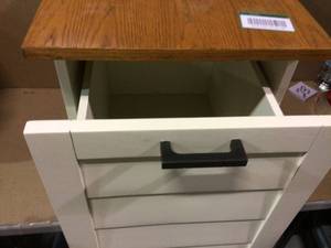 lot 22 image: Portsmouth White and Oak Mobile File Cabinet Customer Returns See Pictures 