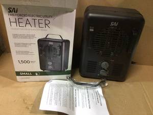lot 39 image: 1500-Watt Milkhouse Utility Electric Portable Heater with Thermostat - Black Customer Returns See Pictures 
