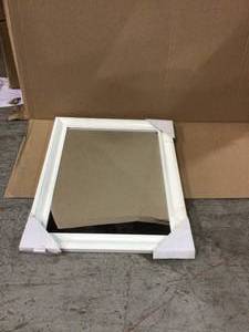 lot 61 image: 22.5 in. x 28.5 in. White Framed Mirror by Masterpiece Decor Customer Returns See Pictures 
