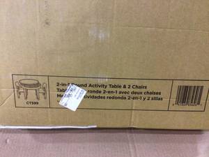 lot 65 image: Primary 2-in-1 Plastic LEGO-Compatible Kids Activity Table and 2 Chairs Set Customer Returns See Pictures 