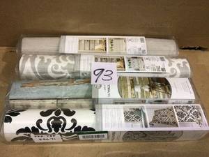 lot 93 image: Grey Nouveau Damask Vinyl Strippable Wallpaper (Covers 30.75 sq. ft.) by NuWallpaper Customer Returns See Pictures 