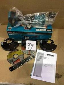 lot 99 image: 18-Volt LXT Lithium-Ion Brushless Cordless 4-12 in.5 in. Cut-OffAngle Grinder (Tool-Only) by Makita Customer Returns See Pictures 
