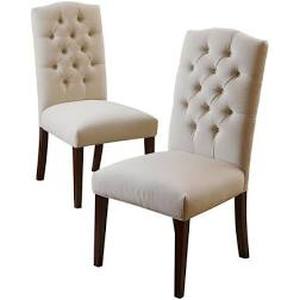 lot 110 image: Noble House Crown Off White Linen Dining Chair (Set of 2) not used see pictures