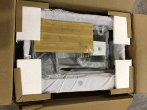 lot 115 image: Akdy Handmade All-in-One Topmount Stainless Steel 30 in. x 22 in. Single Bowl Kitchen Sink w Spring Neck Faucet, Accessory not used see pictures