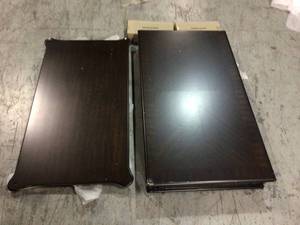 lot 113 image: Ashford 50 in. Antique Mahogany Large Rectangle Wood Coffee Table with Drawers sligt damage see pictures