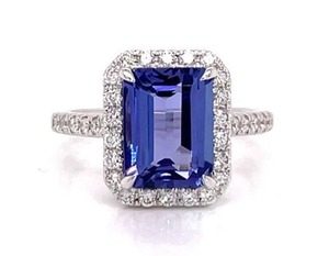 Brand New, Mesmerizing 3.00 Carat High Grade Natural Tanzanite and .78 Carat Diamond Ring in 18k White Gold $9,250 Retail VIDEO