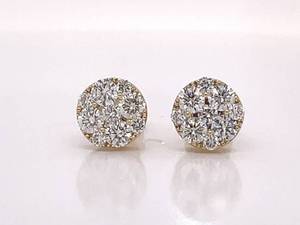 Brand New  1.00 Carat Diamond Cluster Stud Earrings in 14k Yellow Gold $5,000 Retail VIDEO