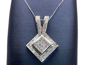 2.25 Carat Double Diamond Outlined Estate Pendant in 18k White $5,250 Retail VIDEO