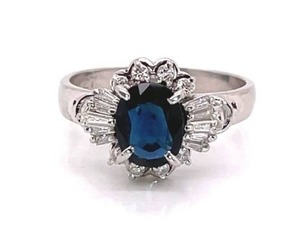 1.04 Carat Twilight Blue Natural Sapphire and Diamond Estate Ring in Platinum $3,150 Retail VIDEO
