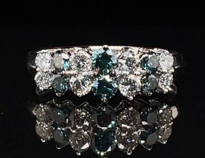 Brand New 1.00 Carat Blue and White Diamond Ring in 14k White Gold $2,999 Retail VIDEO