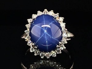 Star Sapphire and Diamond Estate Ring in 14k White Gold $3,975 Retail VIDEO
