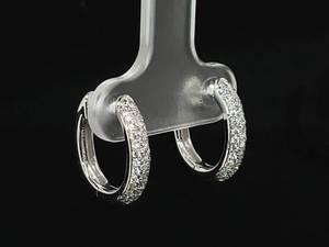 Brand New 38 Carat Micro Pave Diamond Huggies Earrings in 14k White Gold $3,450 Retail