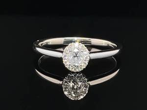 Brand New 14 Carat Diamond Halo Ring in 14k White Gold $2950 Retail VIDEO