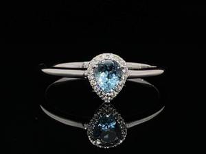 Brand New A Smooth Blue Natural Aquamarine and Diamond Ring in 14k White Gold $3,450 Retail VIDEO
