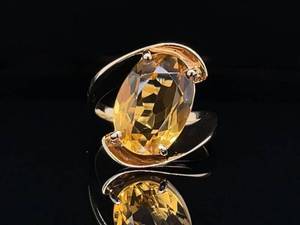 5 Carat VVS Natural Golden Citrine Ring in Fancy Euro Shank Style 14k Yellow Gold Ring $2,250 Retail