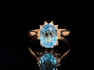 A Classy 1.84 Carat Natural Blue Topaz and Diamonds in 14k Yellow Gold Ring $1,725 Retail