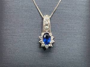 Desirable 1.07 Carat Royal Blue Natural Sapphire and Diamond Estate Pendant $2,275 Retail