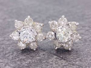 Impressive 2.00 Carat Diamond Flower Cluster Estate Earrings with Custom Backs in 14k Yellow Gold $5,100 Retail VIDEO