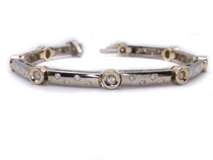 1.00 Carat Diamond Custom Designed Bezel Bar Link Tennis Bracelet in 14k Two-Tone Gold $4,750 Retail VIDEO
