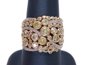 1.37 Carat Bezel Set Yellow Diamond Ring Mixed with White Pave Diamonds Set in 14k Yellow Gold $5500 Retail VIDEO