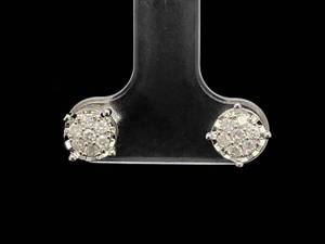 14 Carat Diamond Cluster Stud Earrings in Sterling Silver