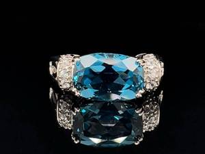 Beautiful Natural Blue and White Topaz Estate Ring VIDEO