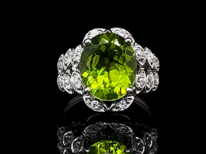 Gorgeous 4.87 Carat Peridot and White Topaz Statement Estate Ring VIDEO