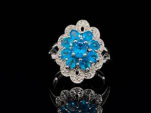 Electric Blue and White Estate Ring