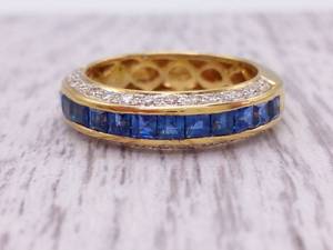 High Grade Natural Sapphire and Diamond Estate Ring in 18k Yellow Gold $4,475 Retail