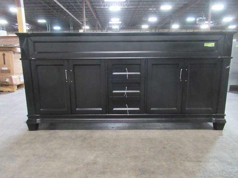 lot 408 image: Virtu Usa Victoria 72 in. W Bath Vanity in Black MD-2672-WMRO-B-NM