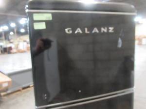 lot 111 image: Galanz 10.0 cu. ft. Retro Top Freezer Refrigerator with Dual Door True Freezer, Frost Free in Black GLR10TRDEFR