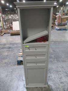 lot 241 image: Home Decorators Collection Hampton Harbor 22 in. W x 10 in. D x 67-12 in. H Linen Storage Cabinet in Dove Grey 3987020270