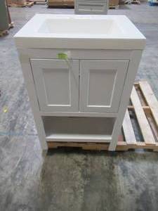 lot 242 image: Glacier Bay Spa 24 in. W x 18.75 in. D Bath Vanity Cabinet with Top in White PPSPAWHT24MY