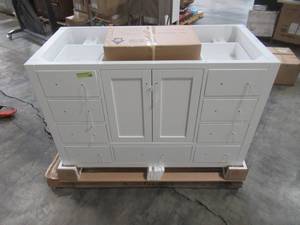 lot 228 image: Virtu USA Caroline Avenue 47.24 in. W x 21.65 in. D x 33.46 in. H Vanity Cabinet in White GS-50048-CAB-WH