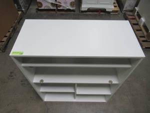 lot 302 image: Nexera 35.8 in. Rectangular White Secretary Desks with Built-In Storage 402343