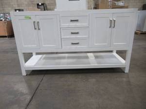 lot 311 image: Home Decorators Collection Everett 61 in. W x 22 in. D Vanity Cabinet in White EEWVT6122D