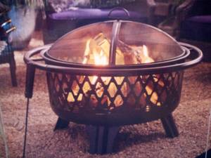 lot 50 image: Piedmont 30 in. Steel Fire Pit in Black with Poker by Hampton Bay
