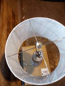 lot 82 image: Lalia Home Concrete Pillar Table Lamp with White Fabric Shade