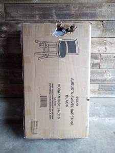 lot 98 image: Augusta 29 in. Black Swivel Cushioned Bar Stool (good rip in cushion)