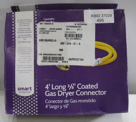 4' Long 3/8 Safety+PLUS® ProCoat Dryer Gas Connector Kit Yellow-5304490734