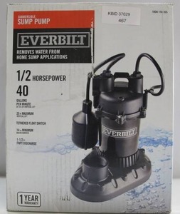 lot 467 image: Everbilt 12 HP Submersible Sump Pump 40 GPM