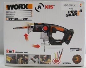 lot 452 image: Worx POWER SHARE AXIS 20-Volt Lithium-Ion Convertible Jigsaw  Reciprocating Saw