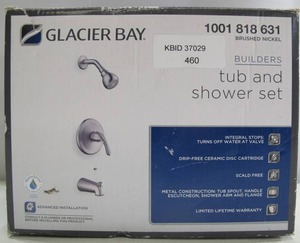 lot 460 image: Glacier Bay Builders Tub and Shower Set Brushed Nickel