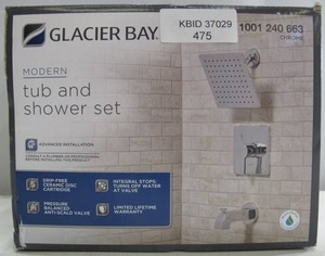 lot 475 image: Glacier Bay Modern Chrome Tub and Shower Faucet Set